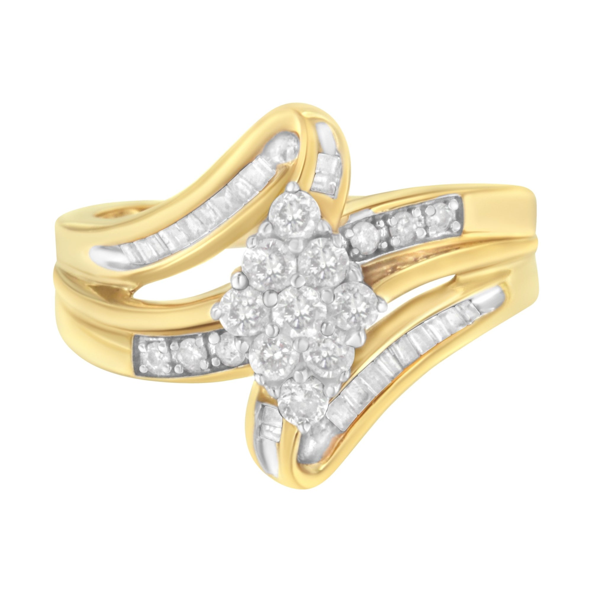10K Yellow Gold 1/2 cttw Diamond Cluster Cocktail Ring (J - K Clarity, I1 - I2 Color) - LinkagejewelrydesignLinkagejewelrydesign