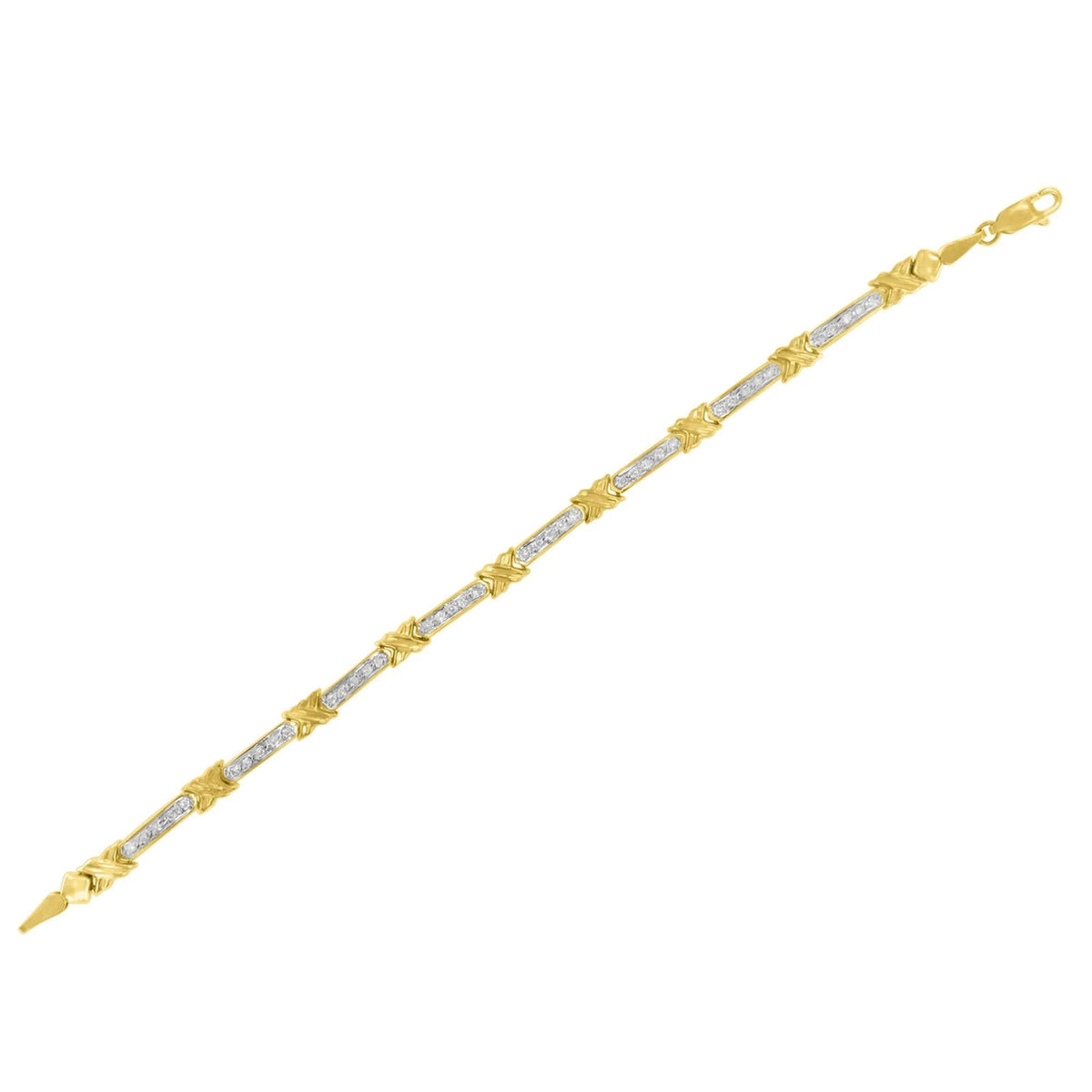 10K Yellow Gold 1/2 Cttw Diamond X - Link 7" Bracelet (I - J Color, I1 - I2 Clarity) - LinkagejewelrydesignLinkagejewelrydesign