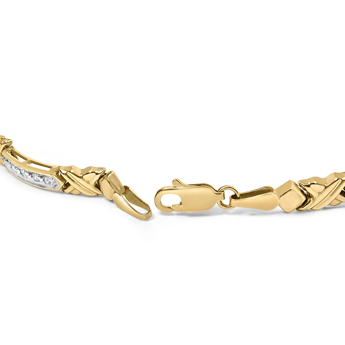 10K Yellow Gold 1/2 Cttw Diamond X - Link 7" Bracelet (I - J Color, I1 - I2 Clarity) - LinkagejewelrydesignLinkagejewelrydesign
