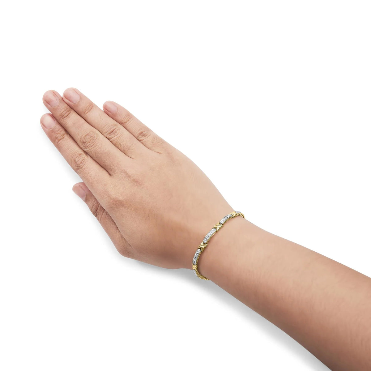 10K Yellow Gold 1/2 Cttw Diamond X - Link 7" Bracelet (I - J Color, I1 - I2 Clarity) - LinkagejewelrydesignLinkagejewelrydesign