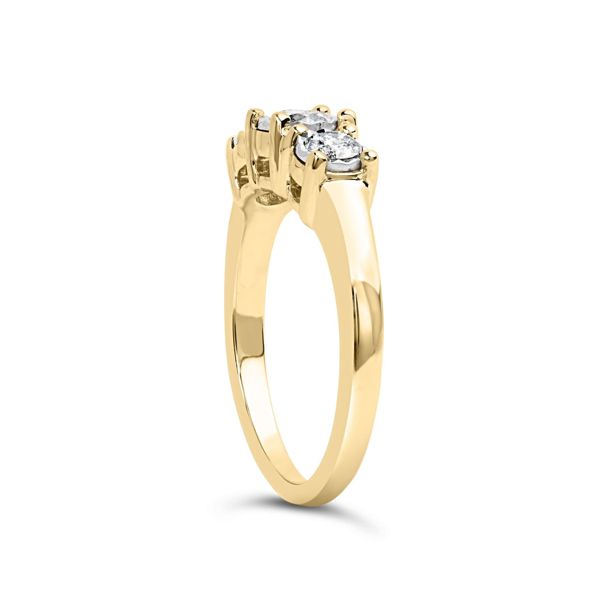 10K Yellow Gold 1/2 Cttw Miracle Set Round Diamond Three Stone Illusion Plate Ring (I - J Color, I2 - I3 Clarity) - Size 7 - LinkagejewelrydesignLinkagejewelrydesign
