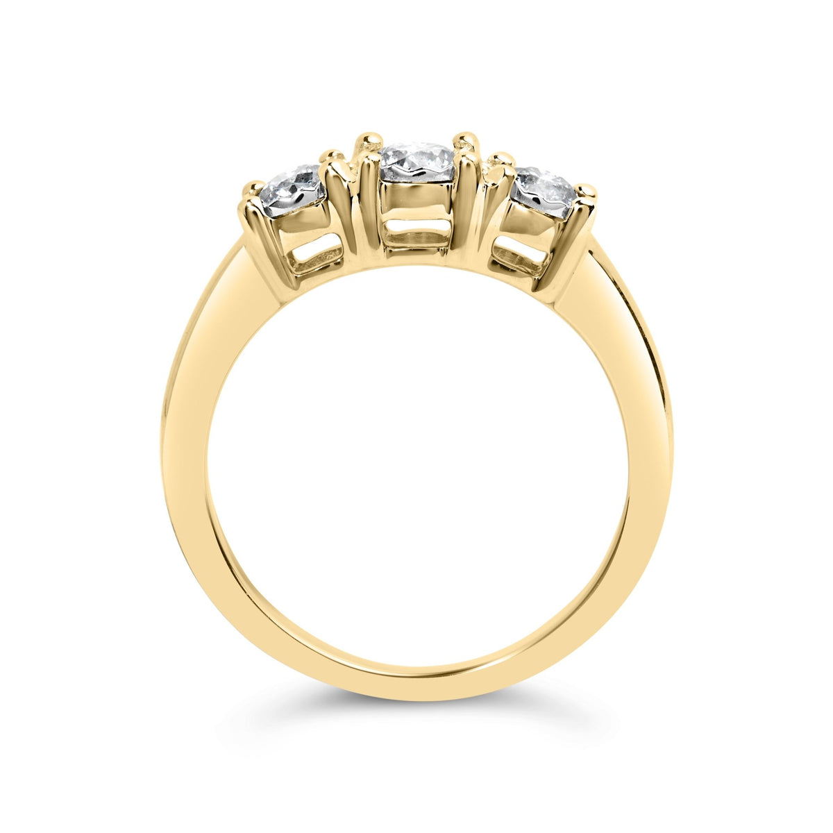 10K Yellow Gold 1/2 Cttw Miracle Set Round Diamond Three Stone Illusion Plate Ring (I - J Color, I2 - I3 Clarity) - Size 7 - LinkagejewelrydesignLinkagejewelrydesign