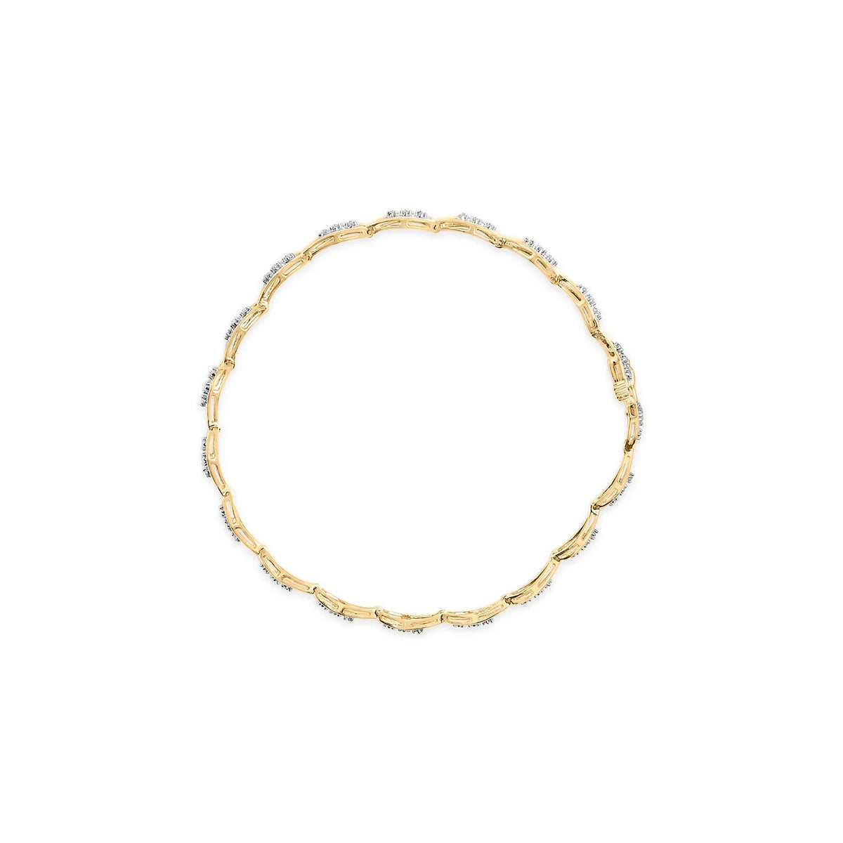 10k Yellow Gold 1/3 Cttw Diamond 3 Stone Teardrop Design Link Bracelet (I - J Color, I1 - I2 Clarity) - 7.25" Inches - LinkagejewelrydesignLinkagejewelrydesign