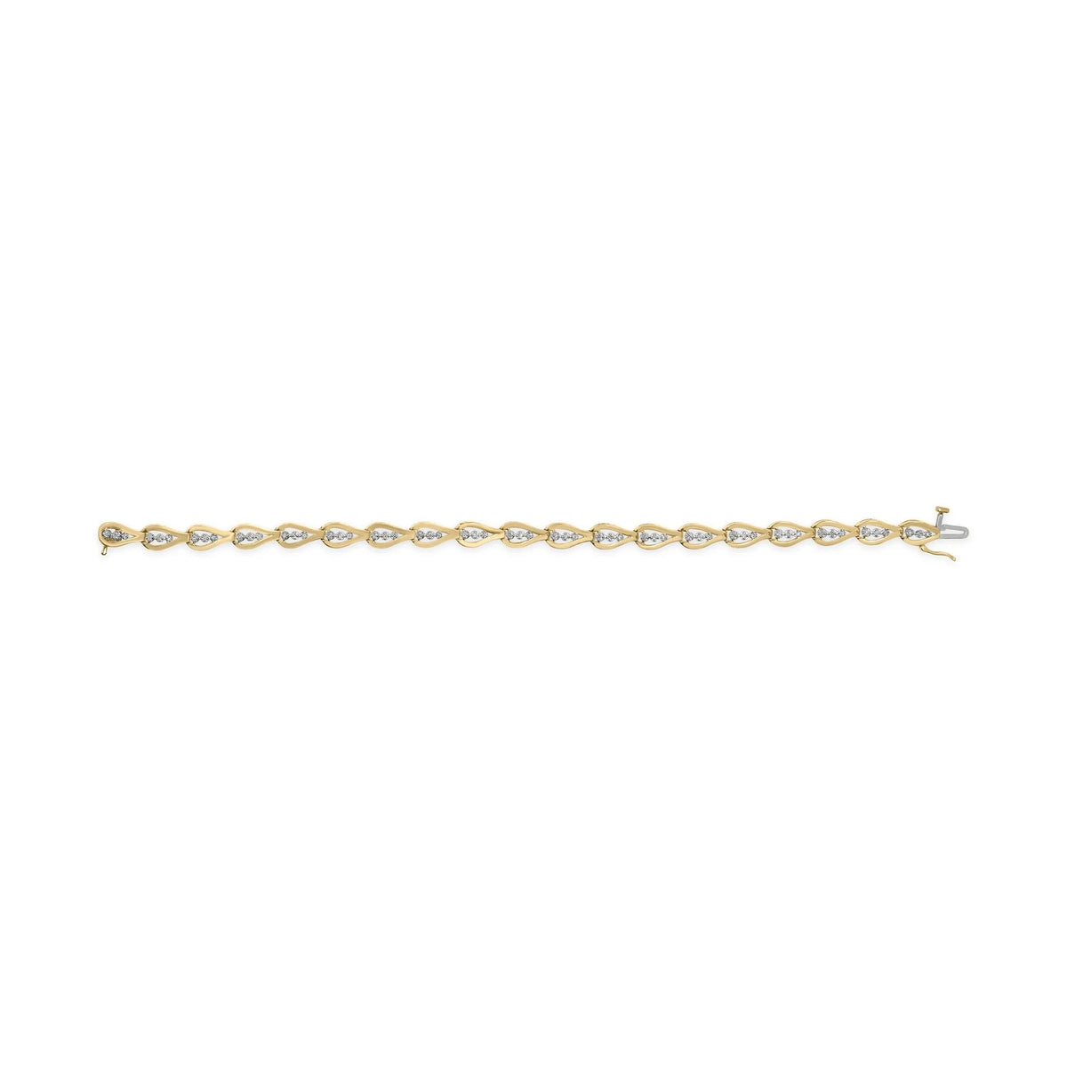 10k Yellow Gold 1/3 Cttw Diamond 3 Stone Teardrop Design Link Bracelet (I - J Color, I1 - I2 Clarity) - 7.25" Inches - LinkagejewelrydesignLinkagejewelrydesign