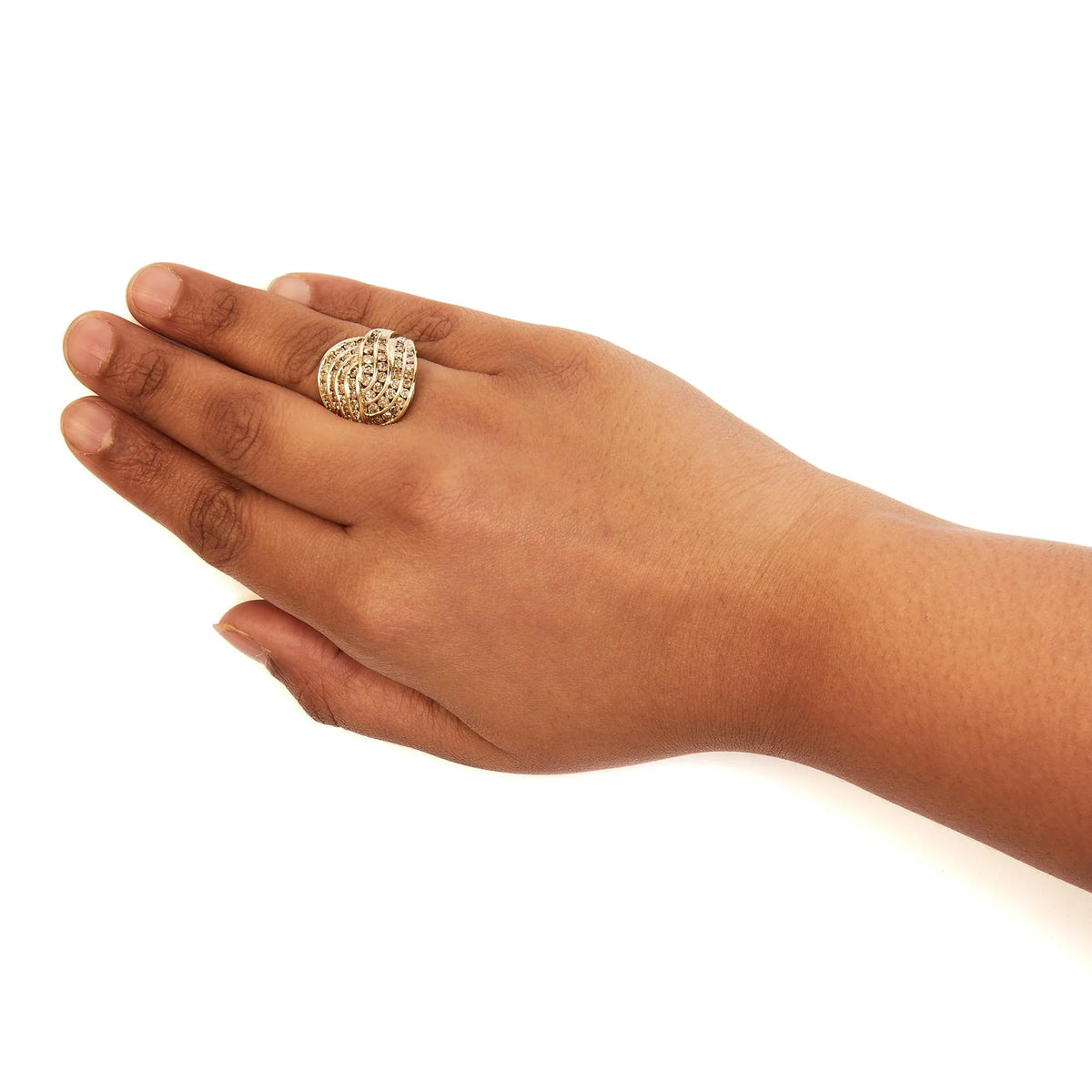 10K Yellow Gold 2.0 Cttw Channel Set Diamond Cocktail Swirl Band Ring (K - L Color, I1 - I2 Clarity) - LinkagejewelrydesignLinkagejewelrydesign