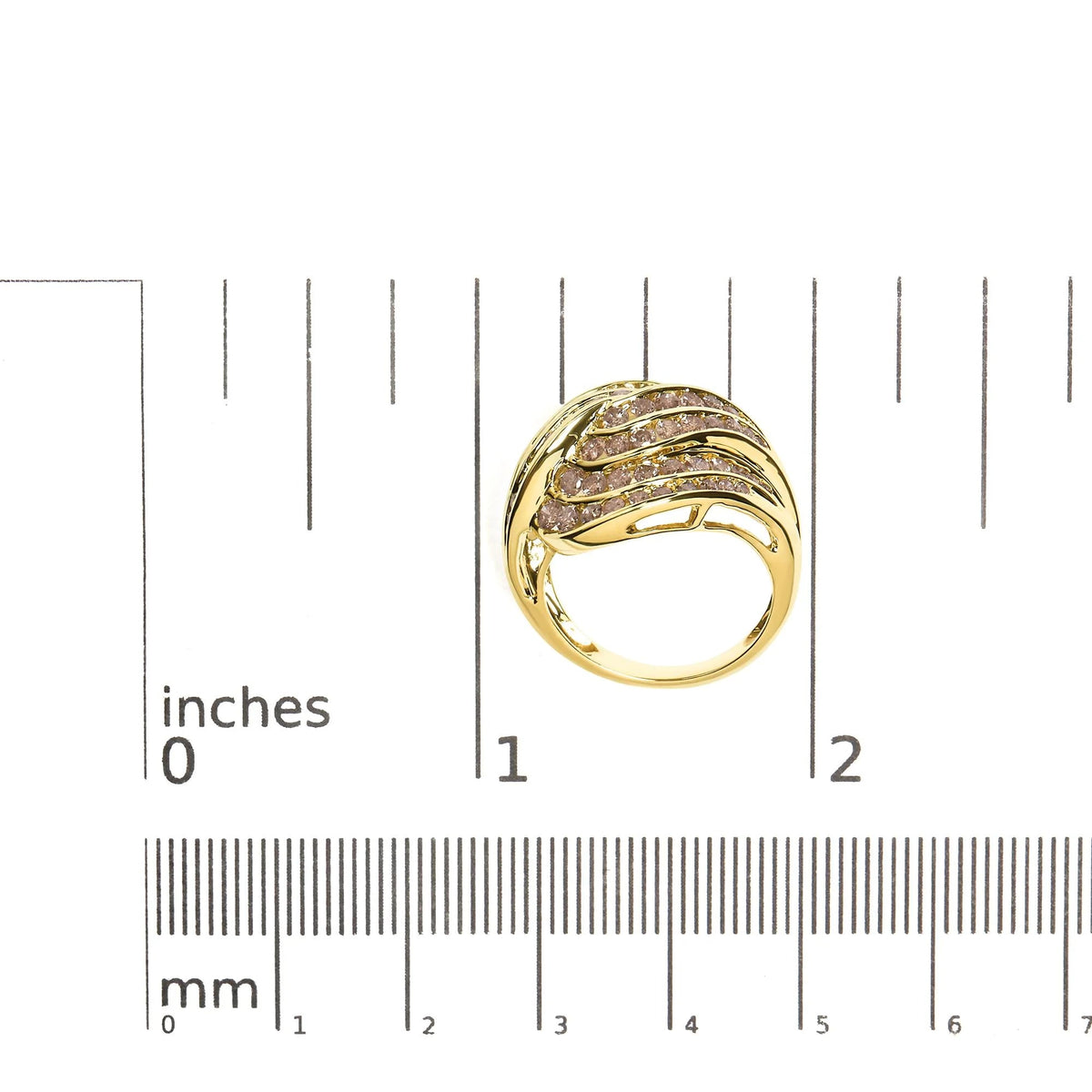 10K Yellow Gold 2.0 Cttw Channel Set Diamond Cocktail Swirl Band Ring (K - L Color, I1 - I2 Clarity) - LinkagejewelrydesignLinkagejewelrydesign
