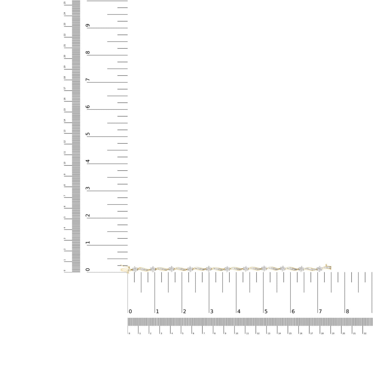 10K Yellow Gold 2.00 Cttw Round - Cut and Baguette - Cut Floral Design Swirl Link 7.5" Bracelet (H - I Color, I2 - I3 Clarity) - LinkagejewelrydesignLinkagejewelrydesign