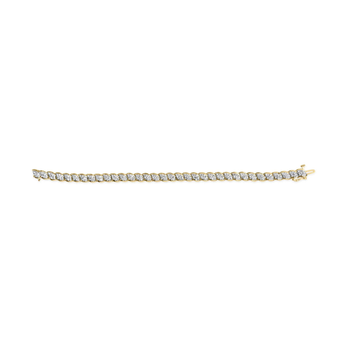 10K Yellow Gold 2.00 Cttw Round - Cut Diamond Link 7.5" Bracelet (J - K Color, I2 - I3 Clarity) - LinkagejewelrydesignLinkagejewelrydesign
