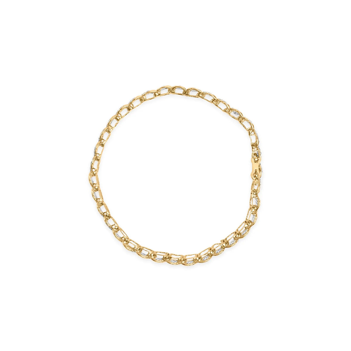 10K Yellow Gold 2.00 Cttw Round - Cut Diamond Link 7.5" Bracelet (J - K Color, I2 - I3 Clarity) - LinkagejewelrydesignLinkagejewelrydesign