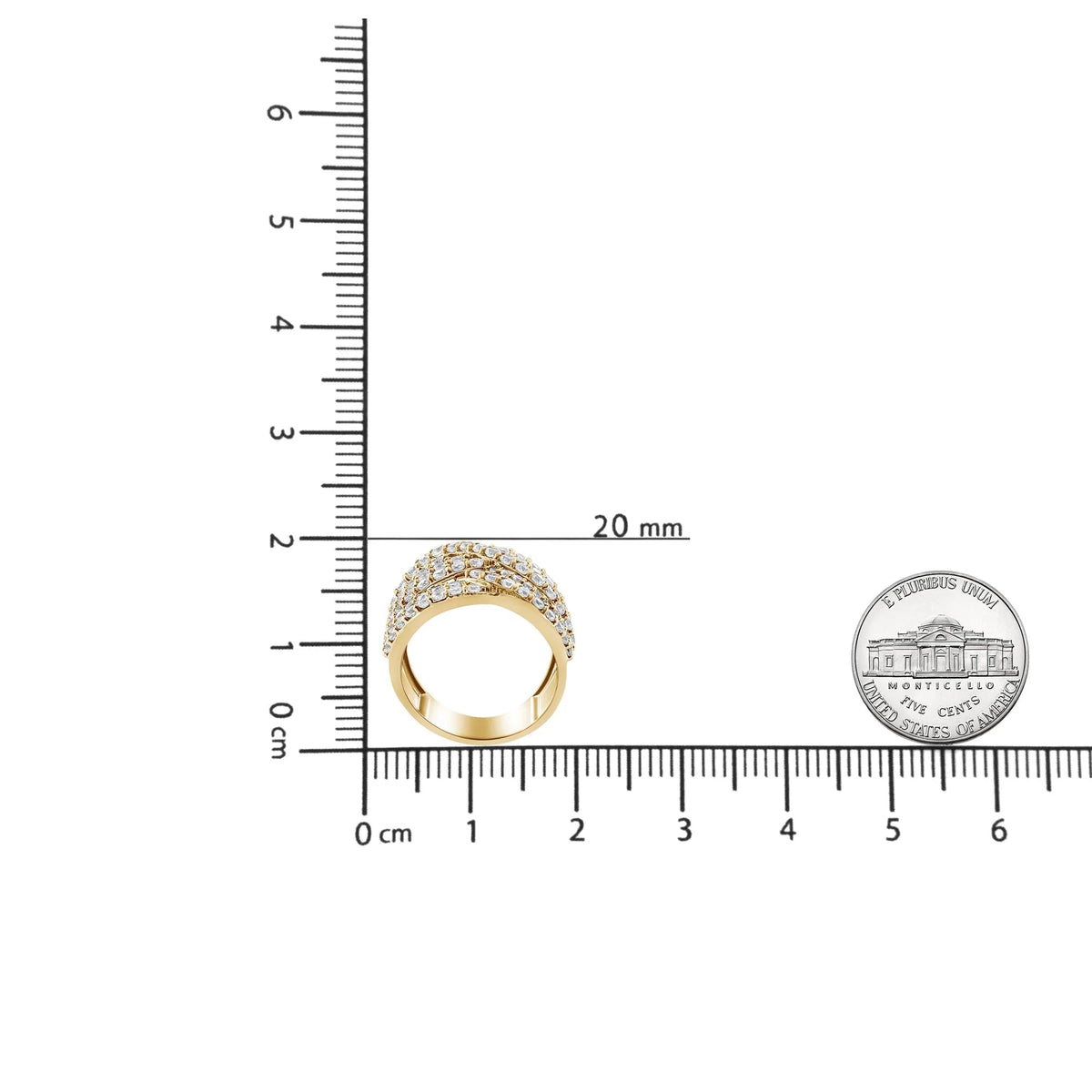10K Yellow Gold 3.0 Cttw Diamond Eight - Row Bypass Crossover Statement Band Ring (H - I Color, I2 - I3 Clarity) - LinkagejewelrydesignLinkagejewelrydesign
