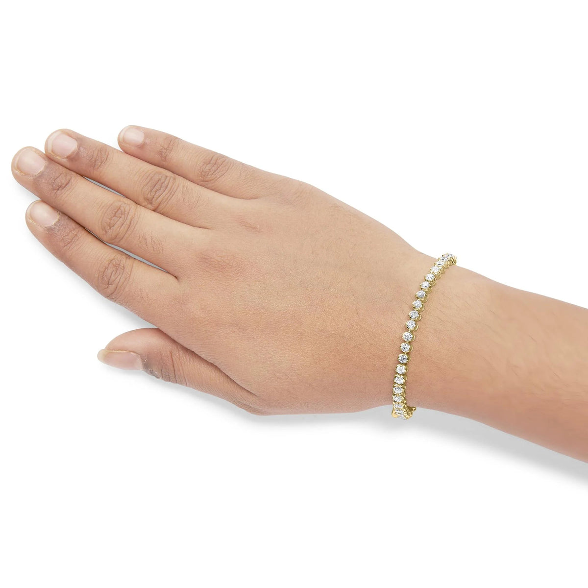 10K Yellow Gold 4.0 Cttw 3 - Prong Set Diamond Link Tennis Bracelet (J - K Color, I1 - I2 Clarity) - 7.25&quot; Inches - LinkagejewelrydesignLinkagejewelrydesign