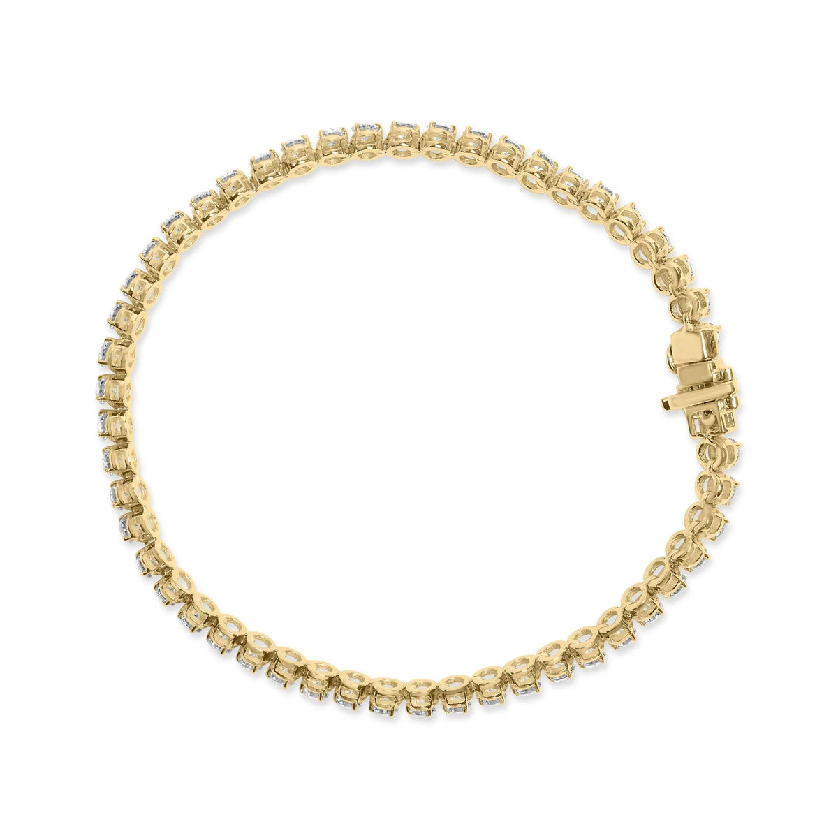 10K Yellow Gold 4.0 Cttw 3 - Prong Set Diamond Link Tennis Bracelet (J - K Color, I1 - I2 Clarity) - 7.25&quot; Inches - LinkagejewelrydesignLinkagejewelrydesign