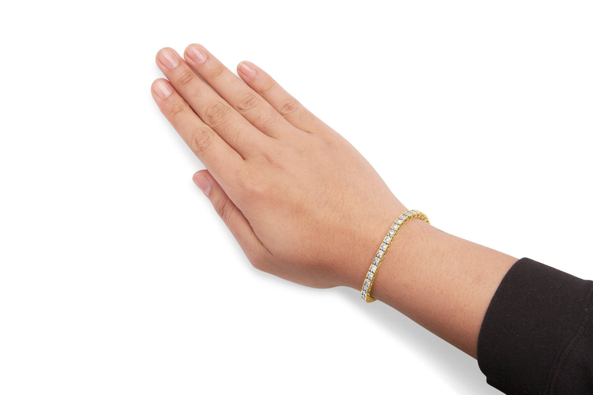 10K Yellow Gold 4.00 Cttw Channel Set Round Diamond Tennis 7" Bracelet (J - K Color, I1 - I2 Clarity) - LinkagejewelrydesignLinkagejewelrydesign