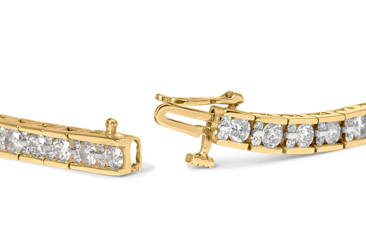 10K Yellow Gold 4.00 Cttw Channel Set Round Diamond Tennis 7" Bracelet (J - K Color, I1 - I2 Clarity) - LinkagejewelrydesignLinkagejewelrydesign