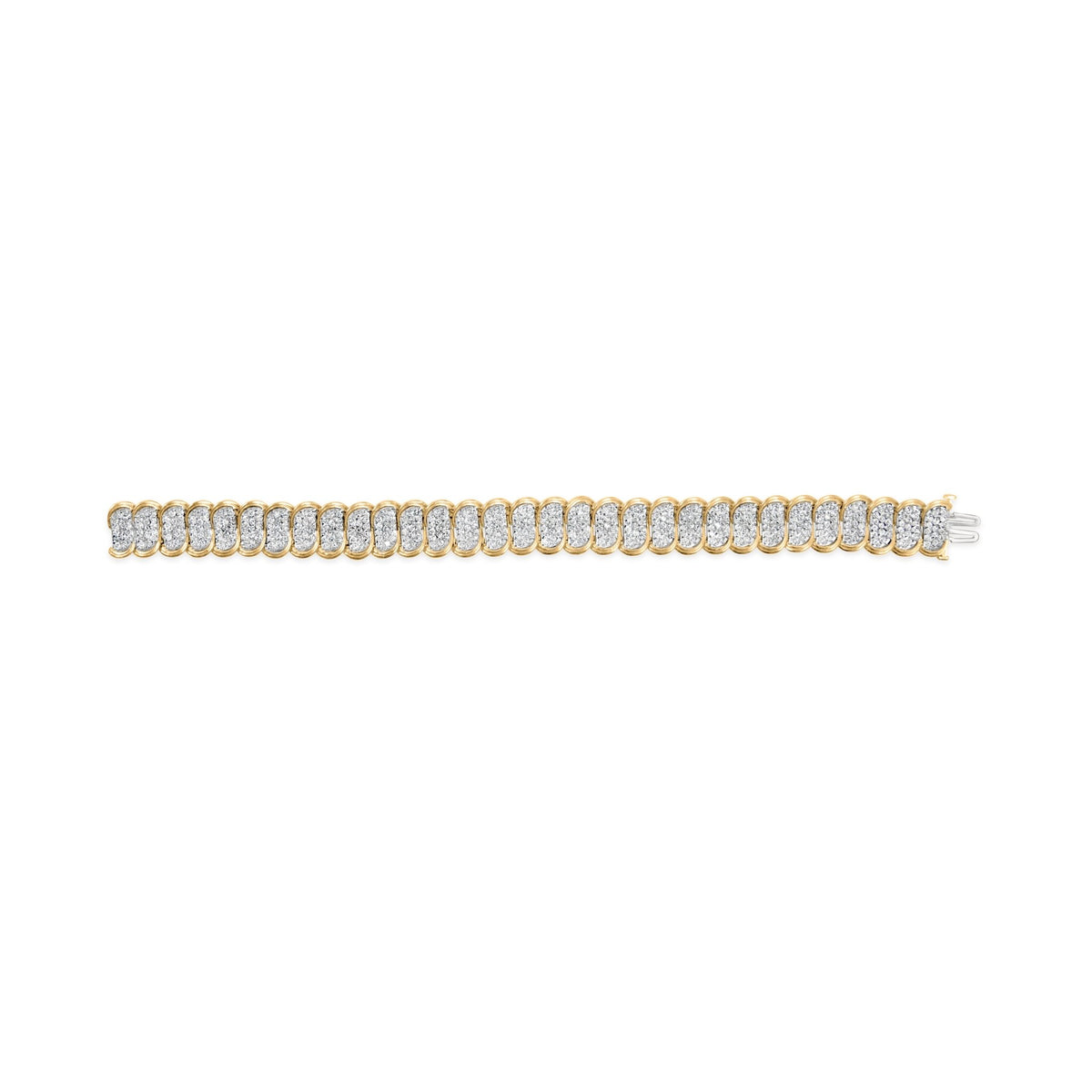 10k Yellow Gold 5.00 Cttw Diamond Oval Banded Link Bracelet (I - J Color, I1 - I2 Clarity) - 7" Inches - LinkagejewelrydesignLinkagejewelrydesign