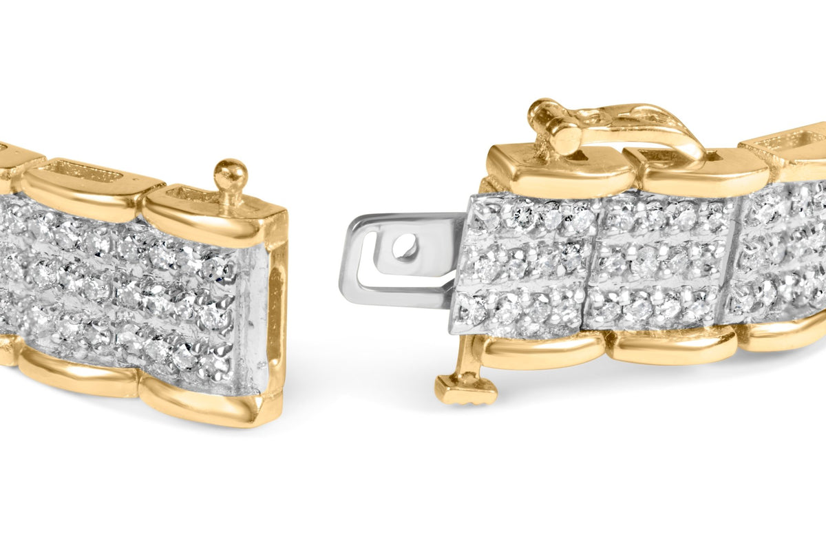 10K Yellow Gold 5.00 Cttw Round - Cut Diamond Link 7" Bracelet (J - K Color, I1 - I2 Clarity) - LinkagejewelrydesignLinkagejewelrydesign