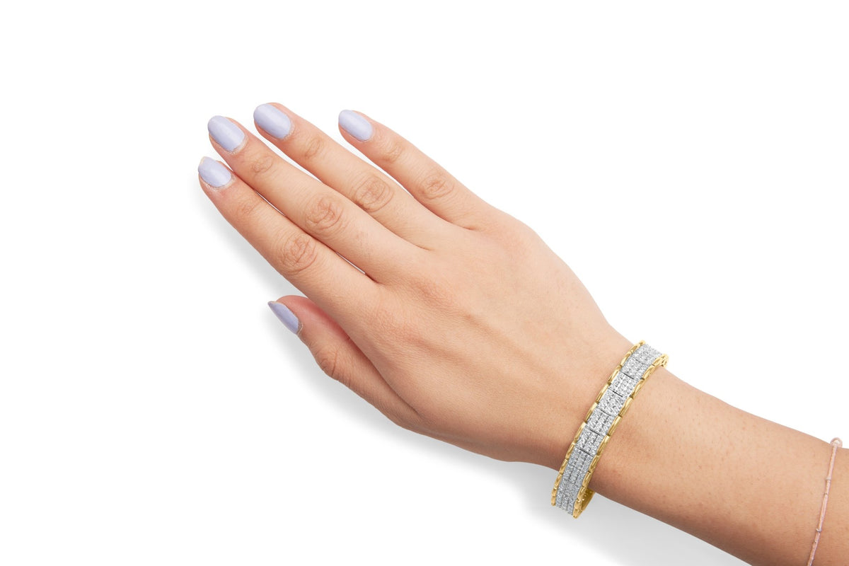 10K Yellow Gold 5.00 Cttw Round - Cut Diamond Link 7" Bracelet (J - K Color, I1 - I2 Clarity) - LinkagejewelrydesignLinkagejewelrydesign