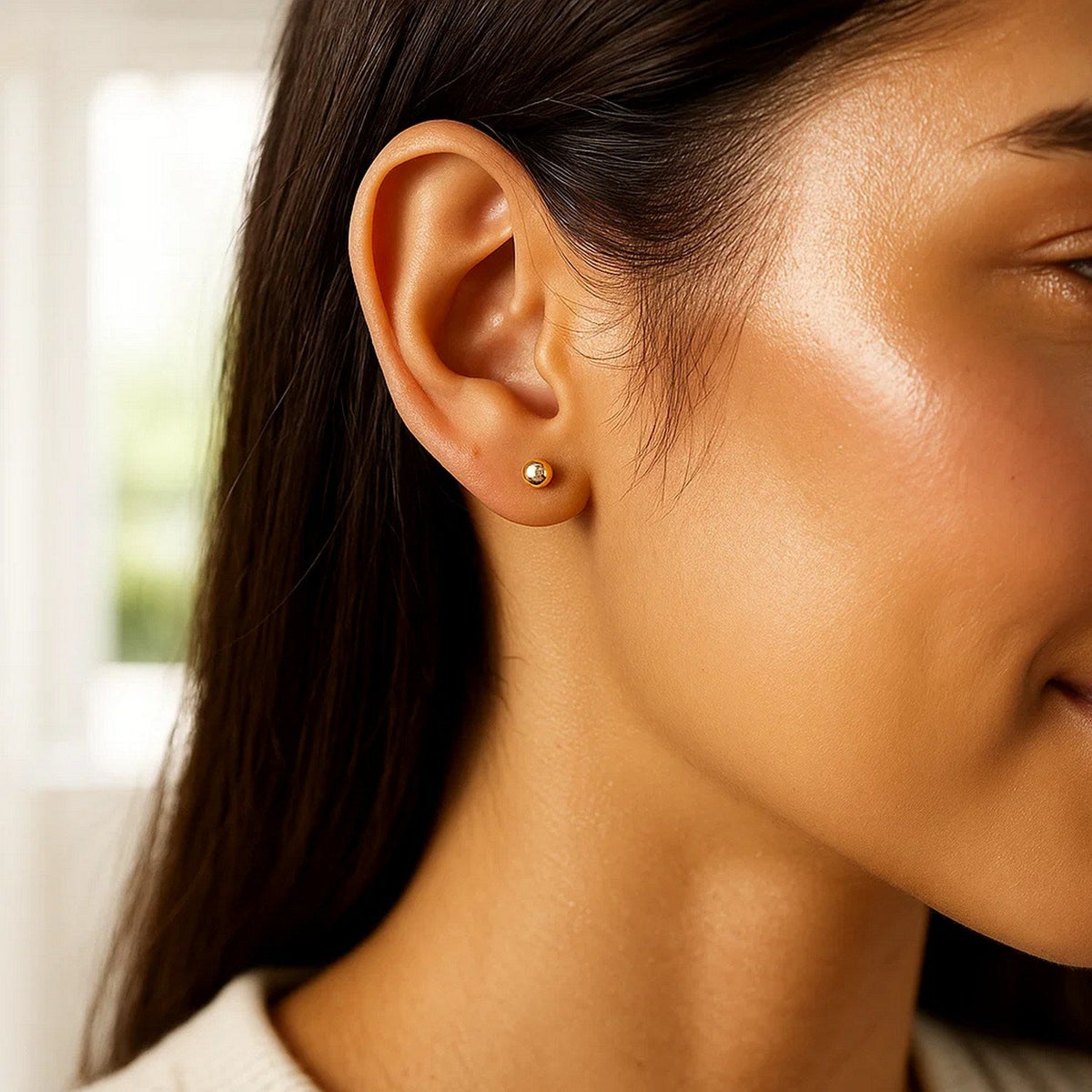 10k Yellow Gold Ball Style Stud Earrings (4.0 mm) - LinkagejewelrydesignLinkagejewelrydesign