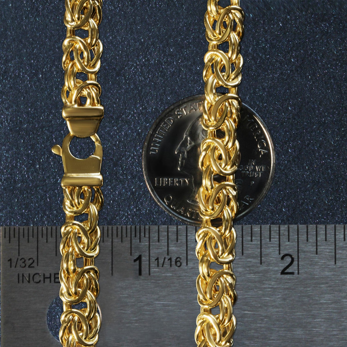 10k Yellow Gold Byzantine Design Chain Bracelet (7.00 mm) - LinkagejewelrydesignLinkagejewelrydesign