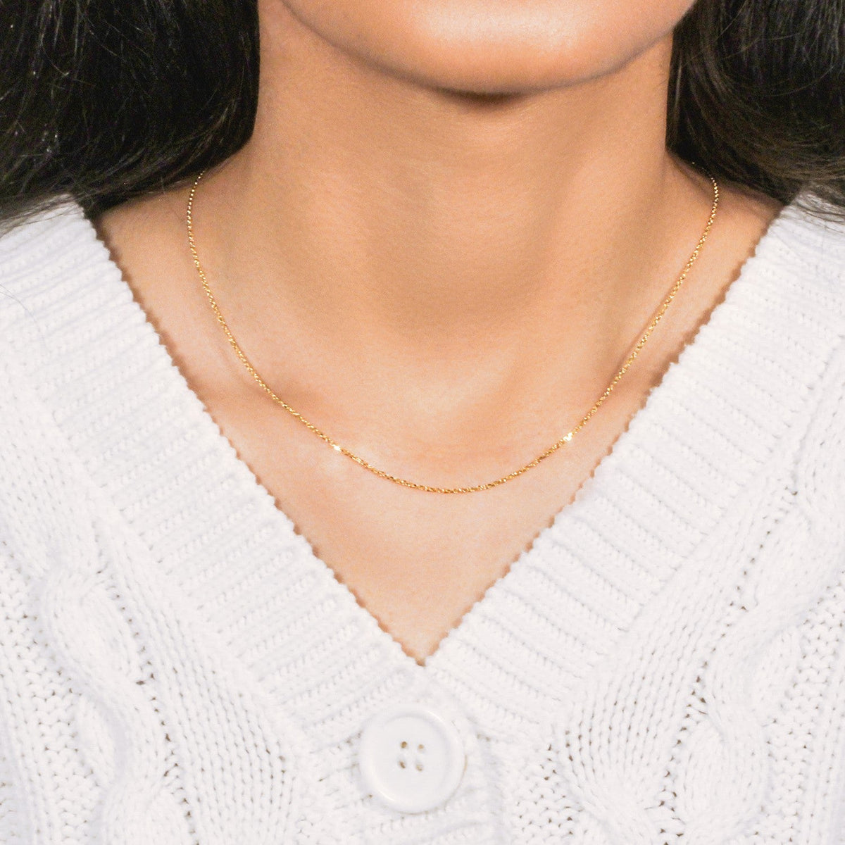 10k Yellow Gold Cable Chain 1.1mm - LinkagejewelrydesignLinkagejewelrydesign