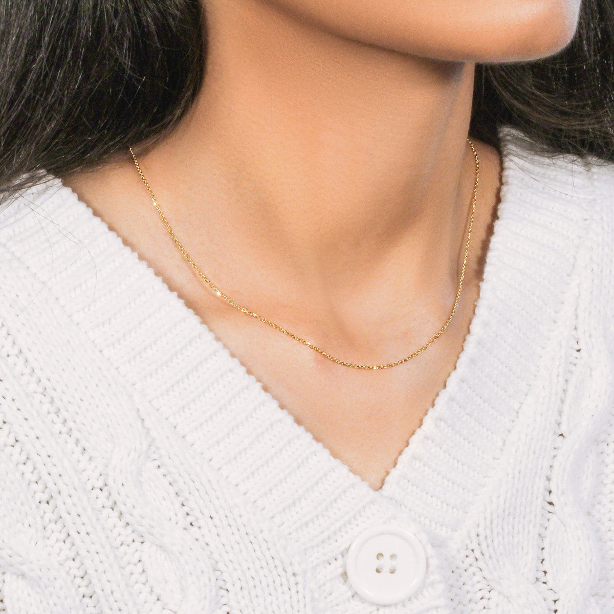 10k Yellow Gold Cable Chain 1.1mm - LinkagejewelrydesignLinkagejewelrydesign