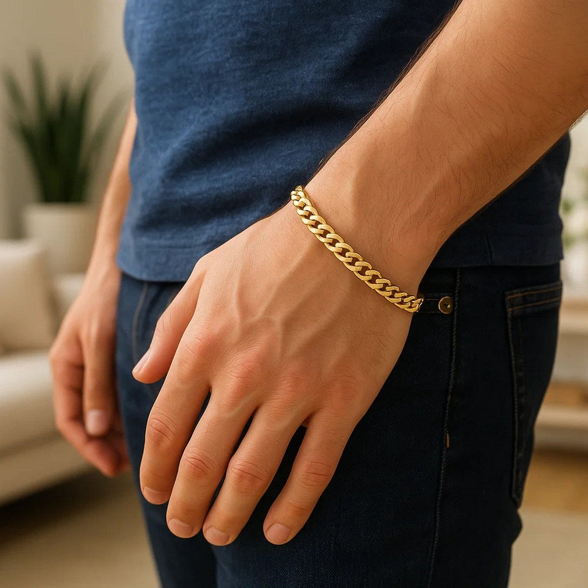 10k Yellow Gold Classic Miami Cuban Solid Bracelet (4.90 mm) - LinkagejewelrydesignLinkagejewelrydesign