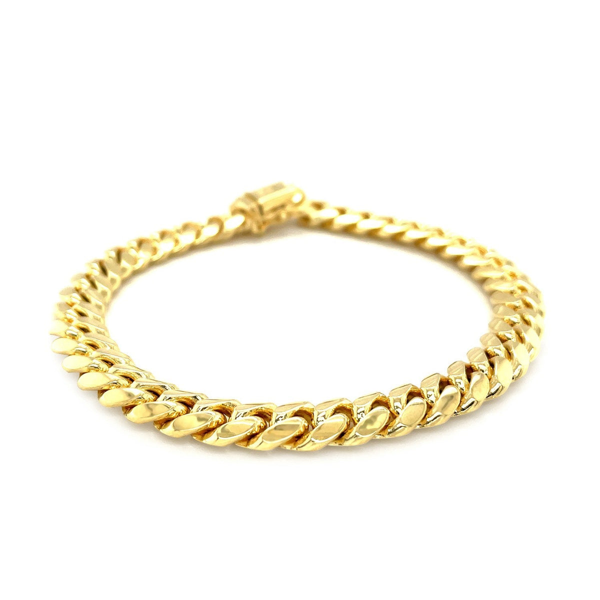 10k Yellow Gold Classic Miami Cuban Solid Bracelet (8.20 mm) - LinkagejewelrydesignLinkagejewelrydesign