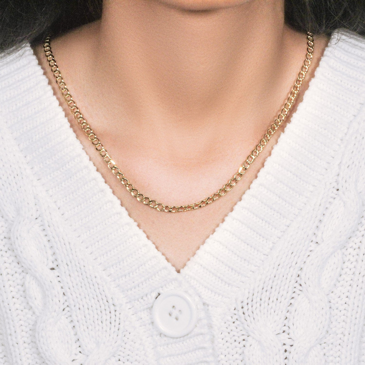 10k Yellow Gold Curb Chain (4.40 mm) - LinkagejewelrydesignLinkagejewelrydesign