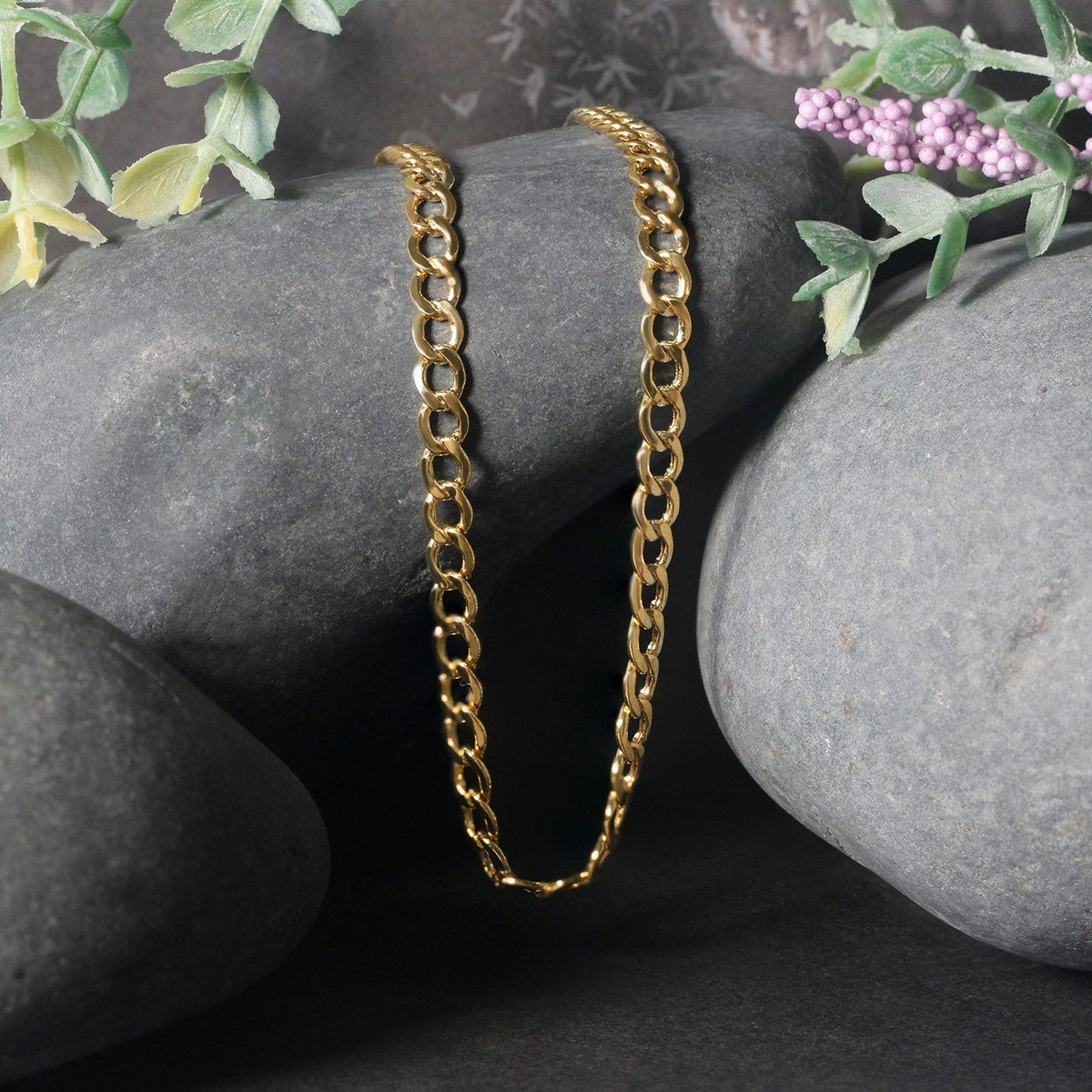 10k Yellow Gold Curb Chain (4.40 mm) - LinkagejewelrydesignLinkagejewelrydesign