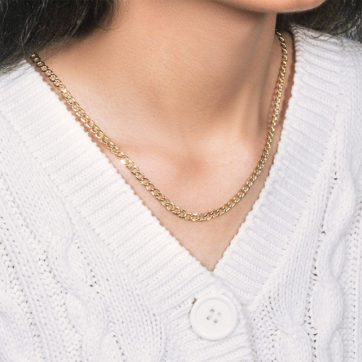 10k Yellow Gold Curb Chain (4.40 mm) - LinkagejewelrydesignLinkagejewelrydesign