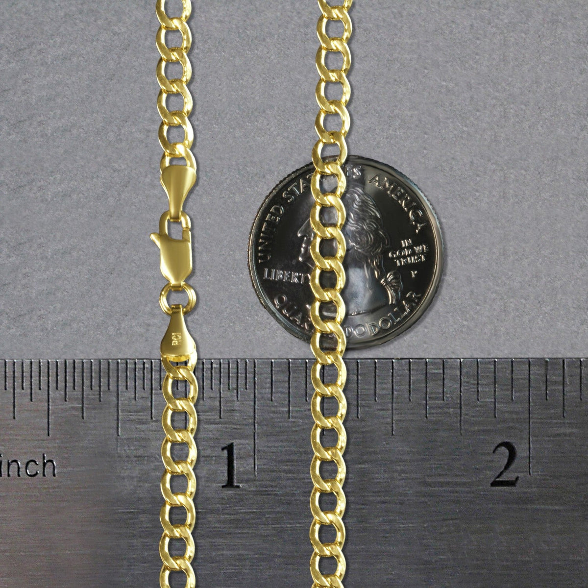 10k Yellow Gold Curb Chain (4.40 mm) - LinkagejewelrydesignLinkagejewelrydesign