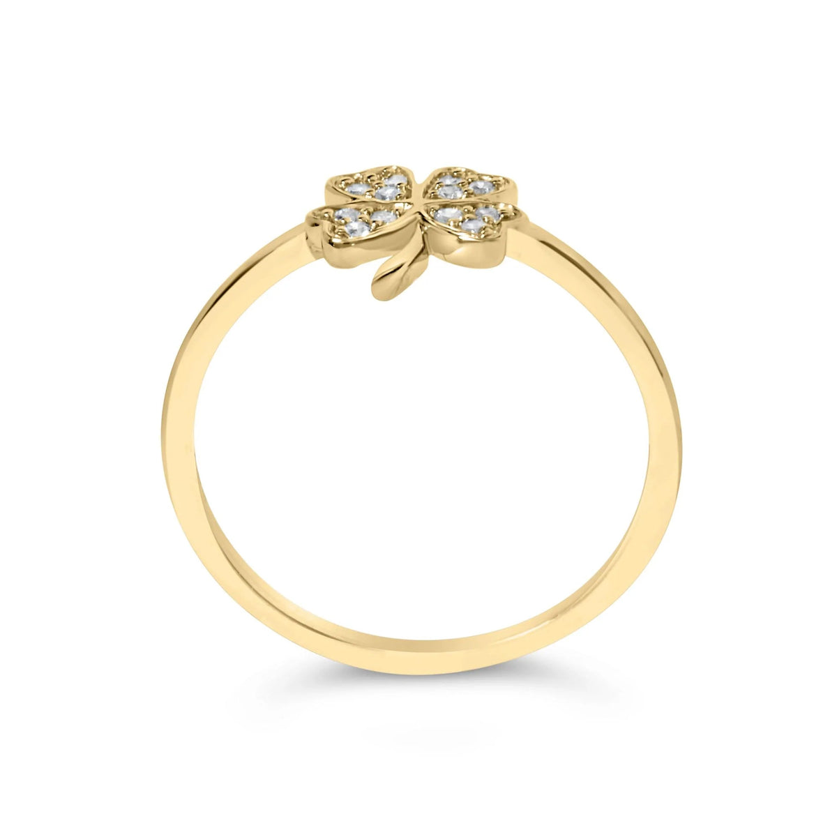 10K Yellow Gold Diamond Accent 4 Leaf Clover Ring (H - I Color, I1 - I2 Clarity) - LinkagejewelrydesignLinkagejewelrydesign