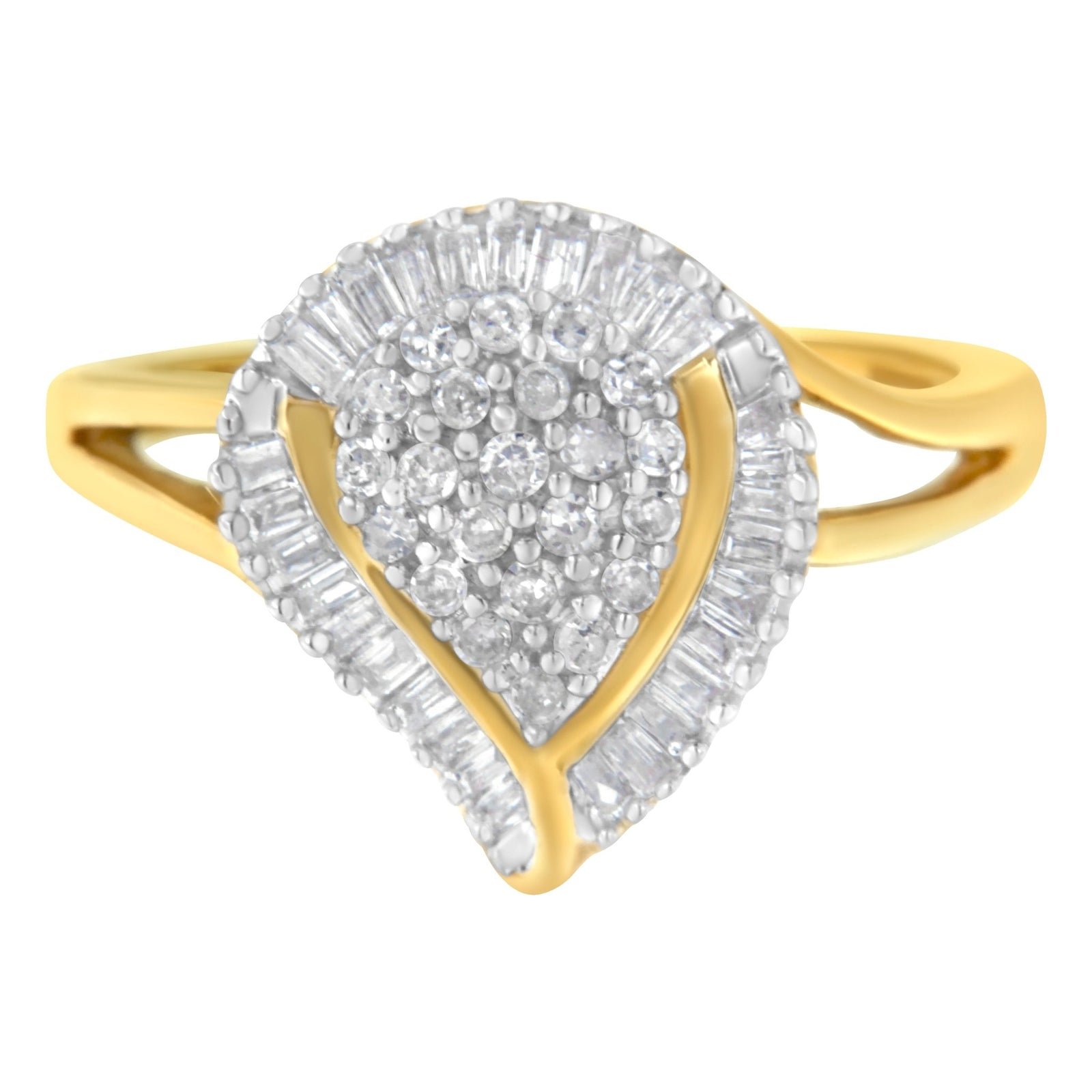 10K Yellow Gold Diamond Cluster Ring (1/2 Cttw, I - J Color, I1 - I2 Clarity) - LinkagejewelrydesignLinkagejewelrydesign