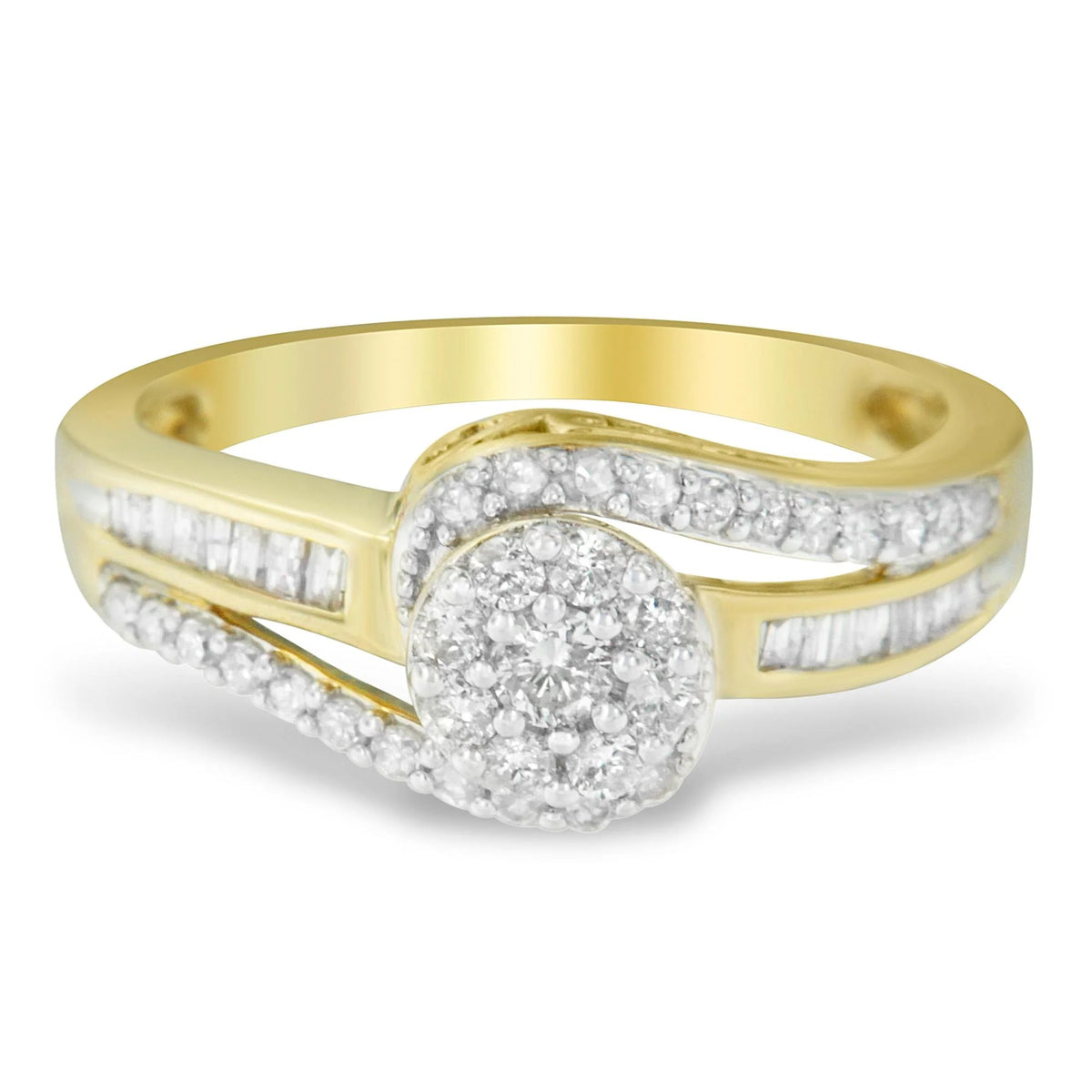 10K Yellow Gold Diamond Cluster Ring (1/2 Cttw, I - J Color, I2 - I3 Clarity) - LinkagejewelrydesignLinkagejewelrydesign