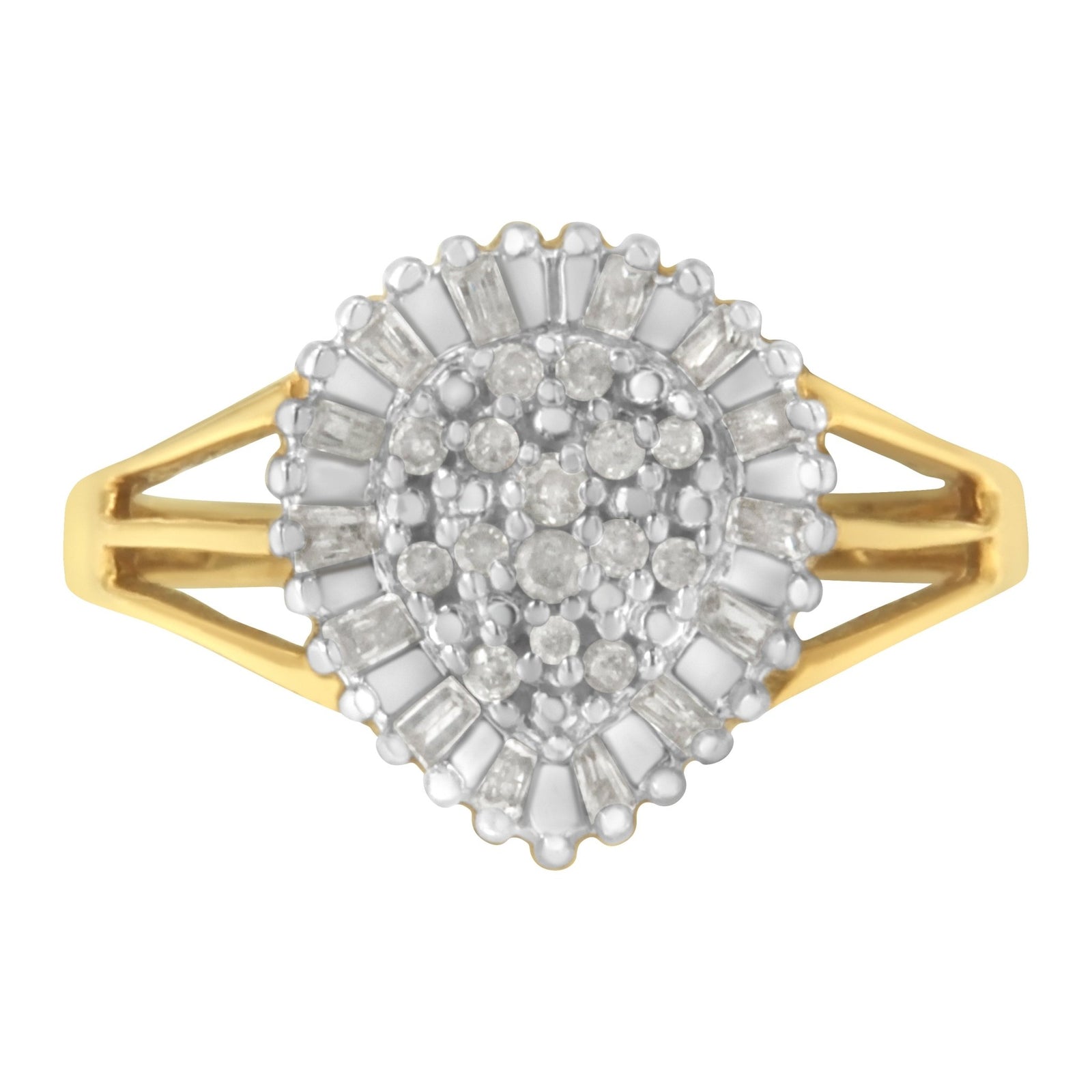 10K Yellow Gold Diamond Cocktail Ring (1/4 Cttw, I - J Color, I3 Clarity) - LinkagejewelrydesignLinkagejewelrydesign