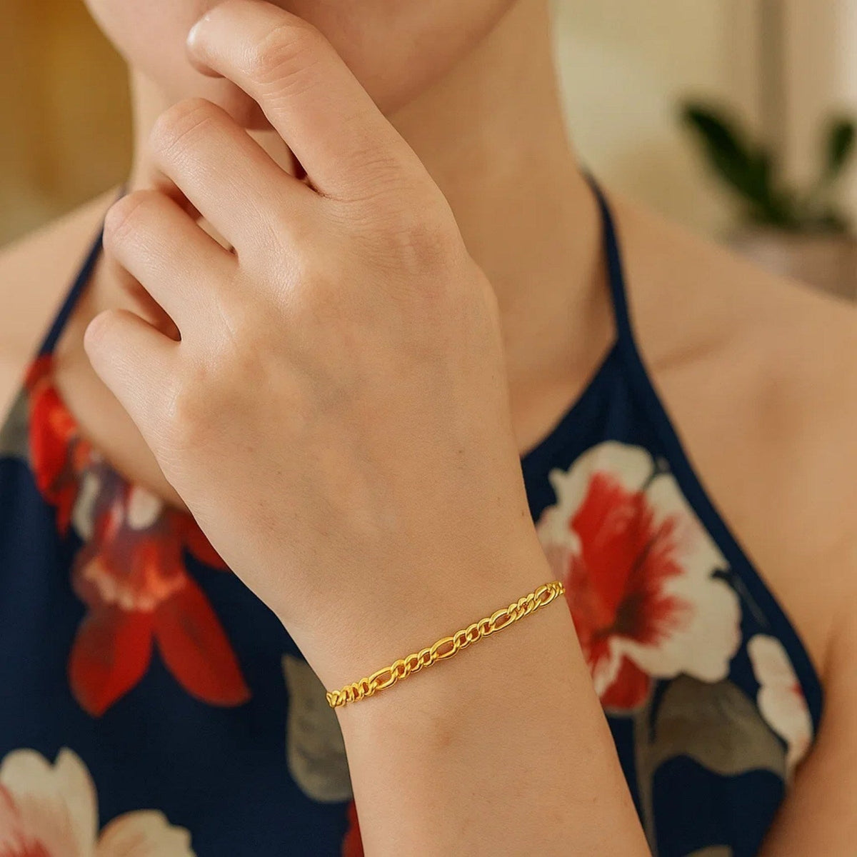 10k Yellow Gold Link Figaro Bracelet (2.60 mm) - LinkagejewelrydesignLinkagejewelrydesign