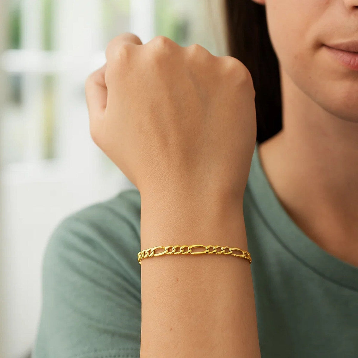 10k Yellow Gold Link Figaro Bracelet (2.60 mm) - LinkagejewelrydesignLinkagejewelrydesign