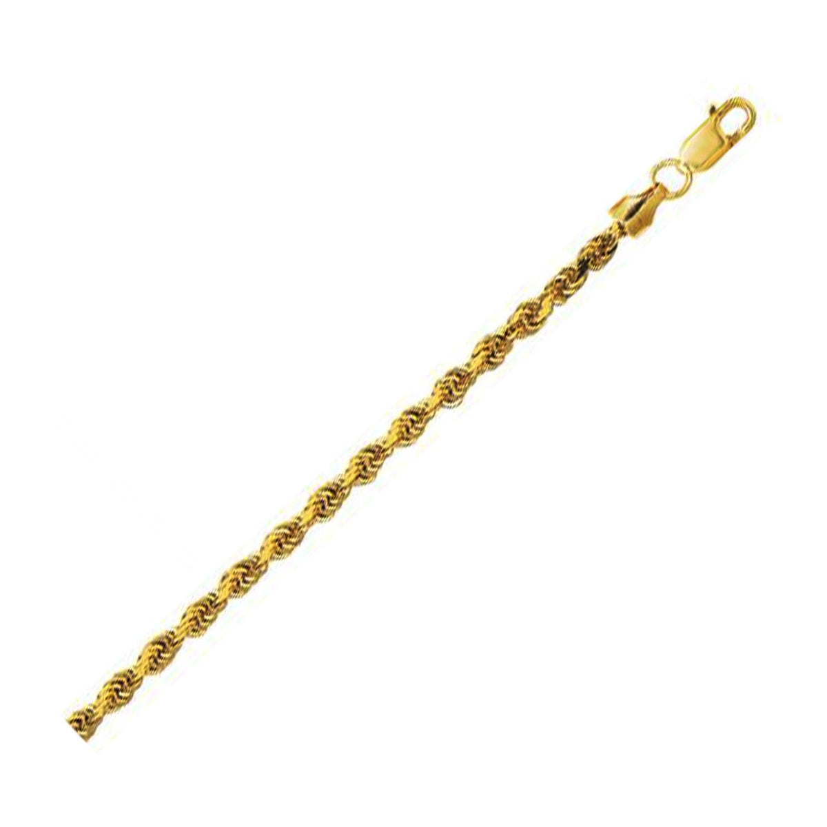 10K Yellow Gold Lite Hollow Diamond Cut Rope Chain (3.20 mm) - LinkagejewelrydesignLinkagejewelrydesign
