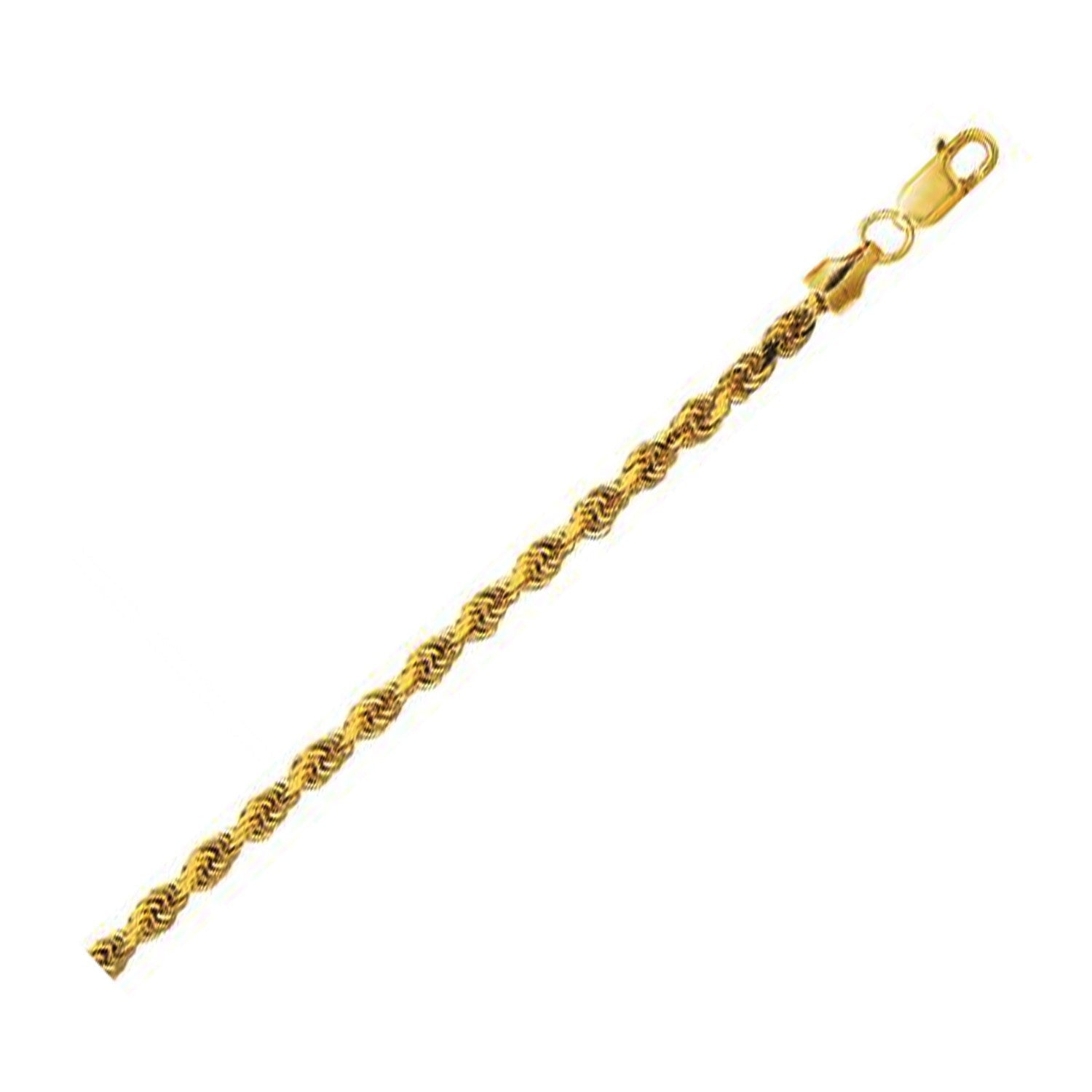 10K Yellow Gold Lite Hollow Diamond Cut Rope Chain (3.20 mm) - LinkagejewelrydesignLinkagejewelrydesign