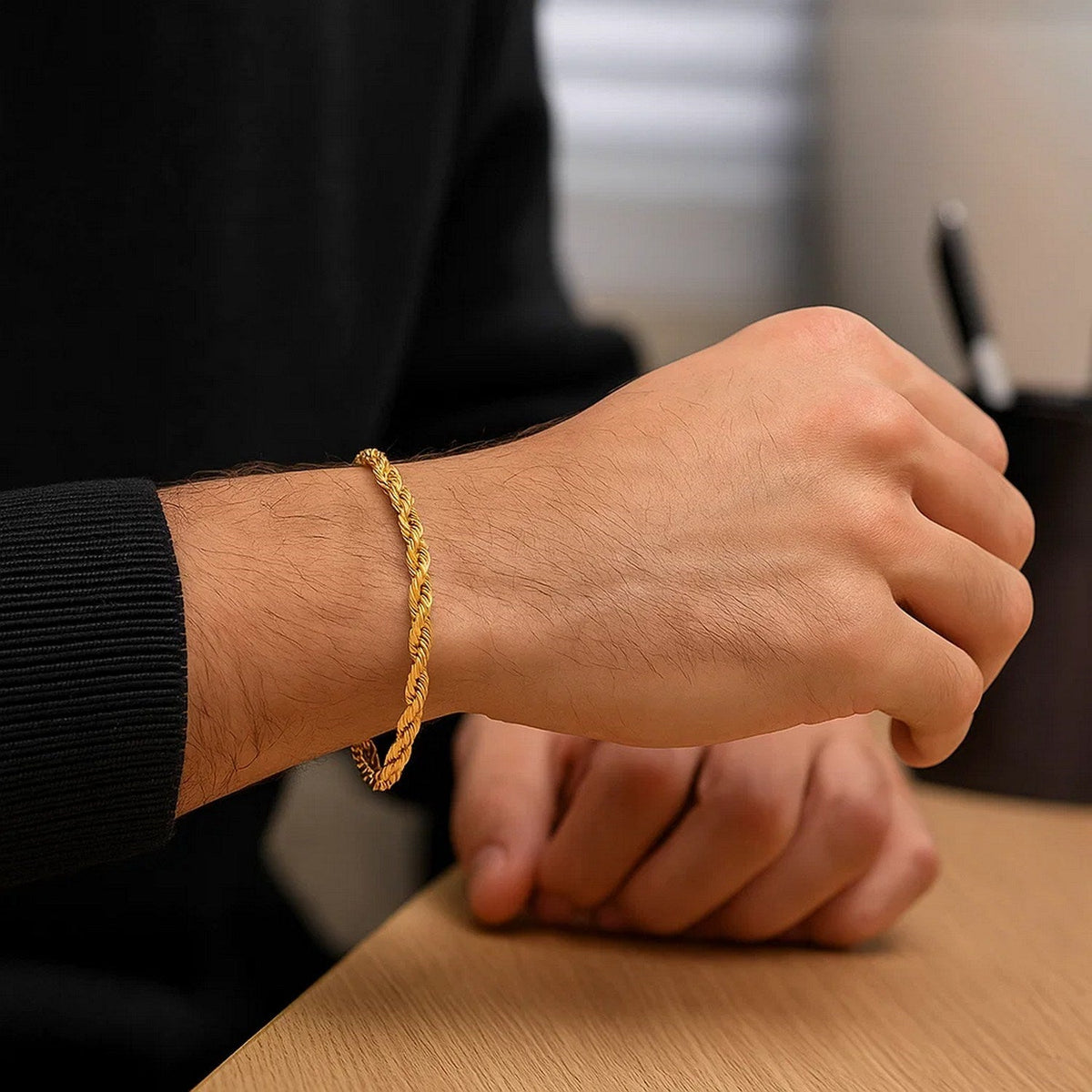 10k Yellow Gold Lite Rope Bracelet (5.00 mm) - LinkagejewelrydesignLinkagejewelrydesign