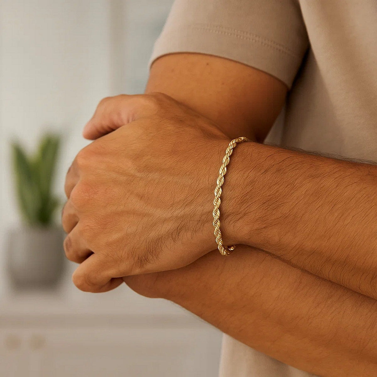 10k Yellow Gold Lite Rope Bracelet (5.00 mm) - LinkagejewelrydesignLinkagejewelrydesign