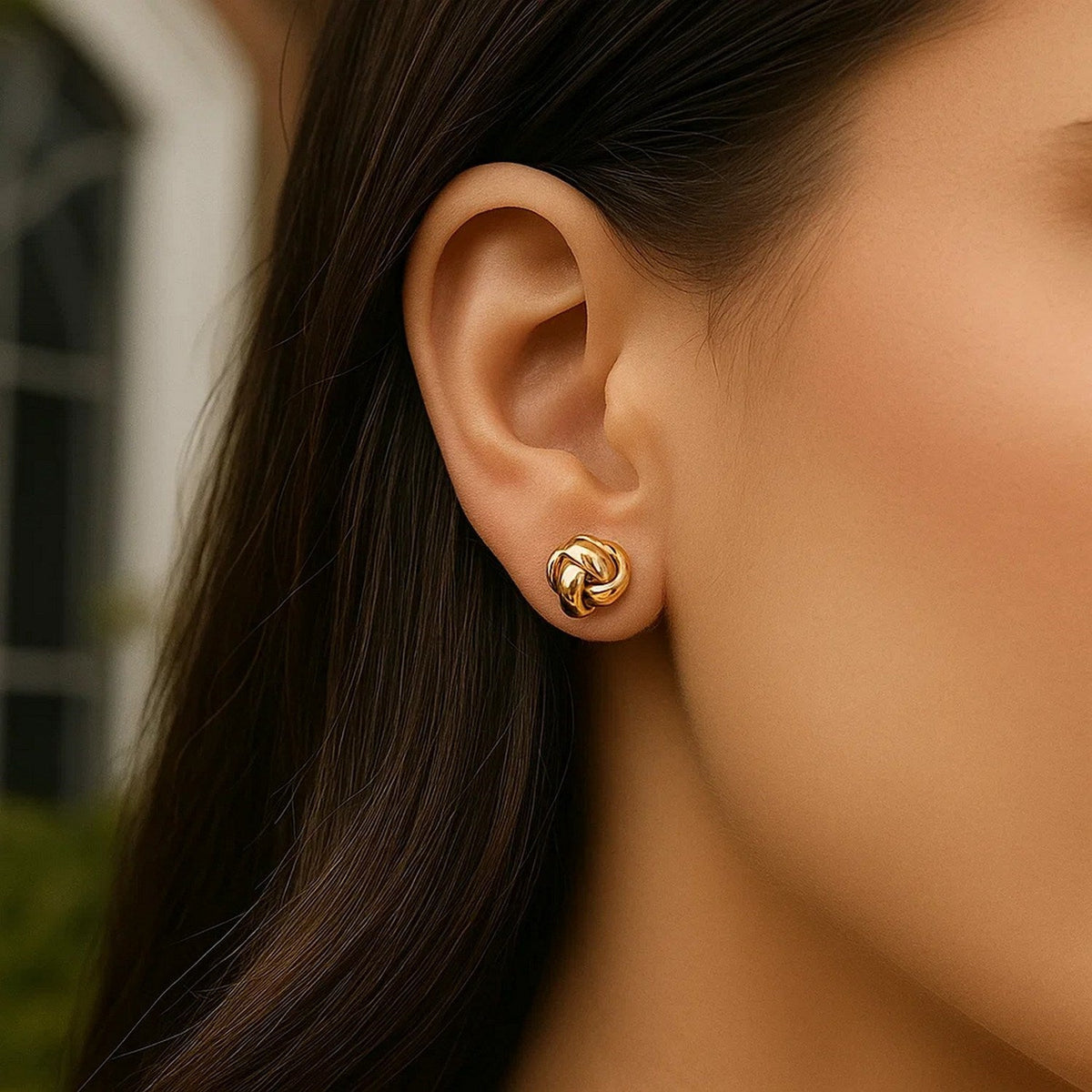 10k Yellow Gold Love Knot Stud Earrings - LinkagejewelrydesignLinkagejewelrydesign