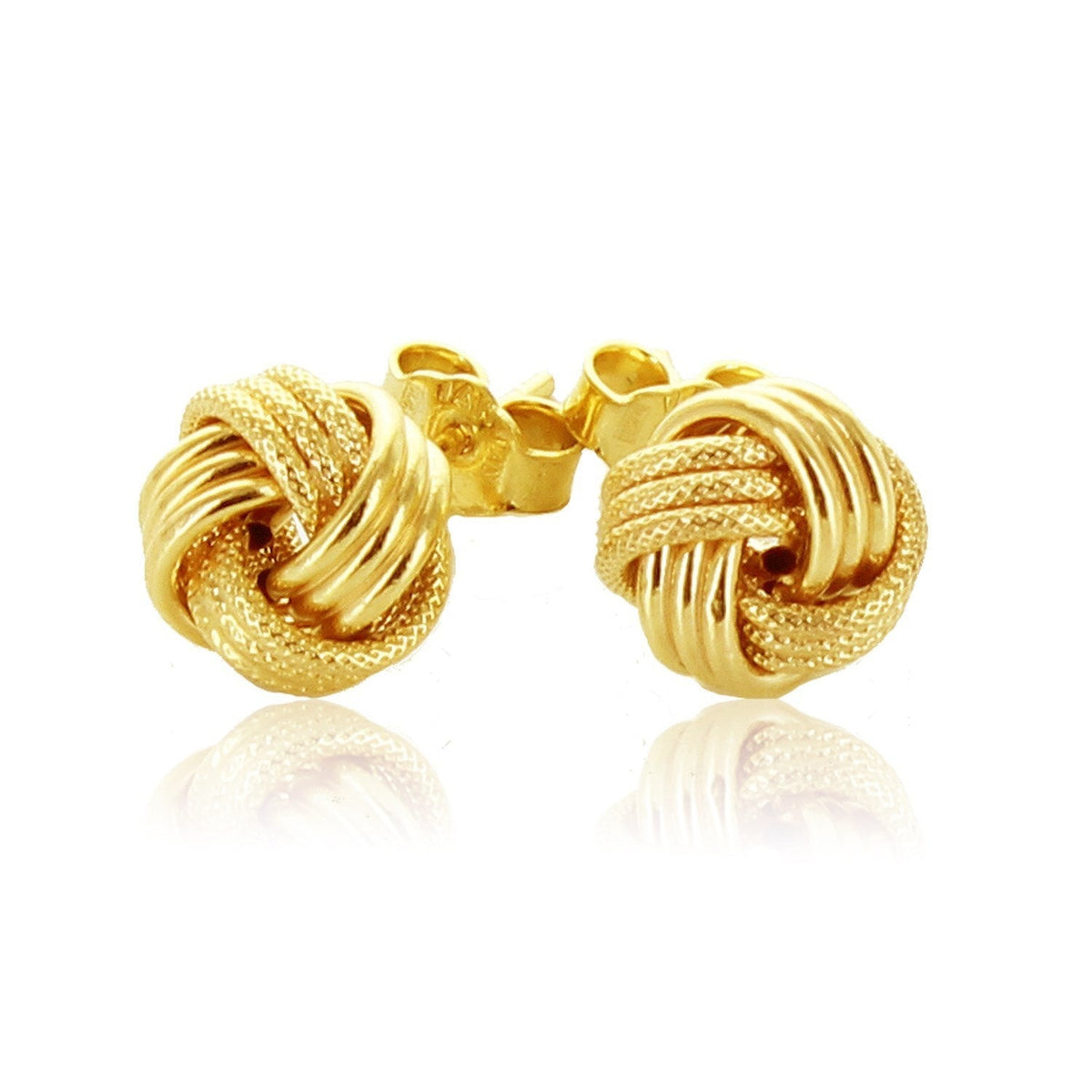 10k Yellow Gold Love Knot with Ridge Texture Earrings - LinkagejewelrydesignLinkagejewelrydesign