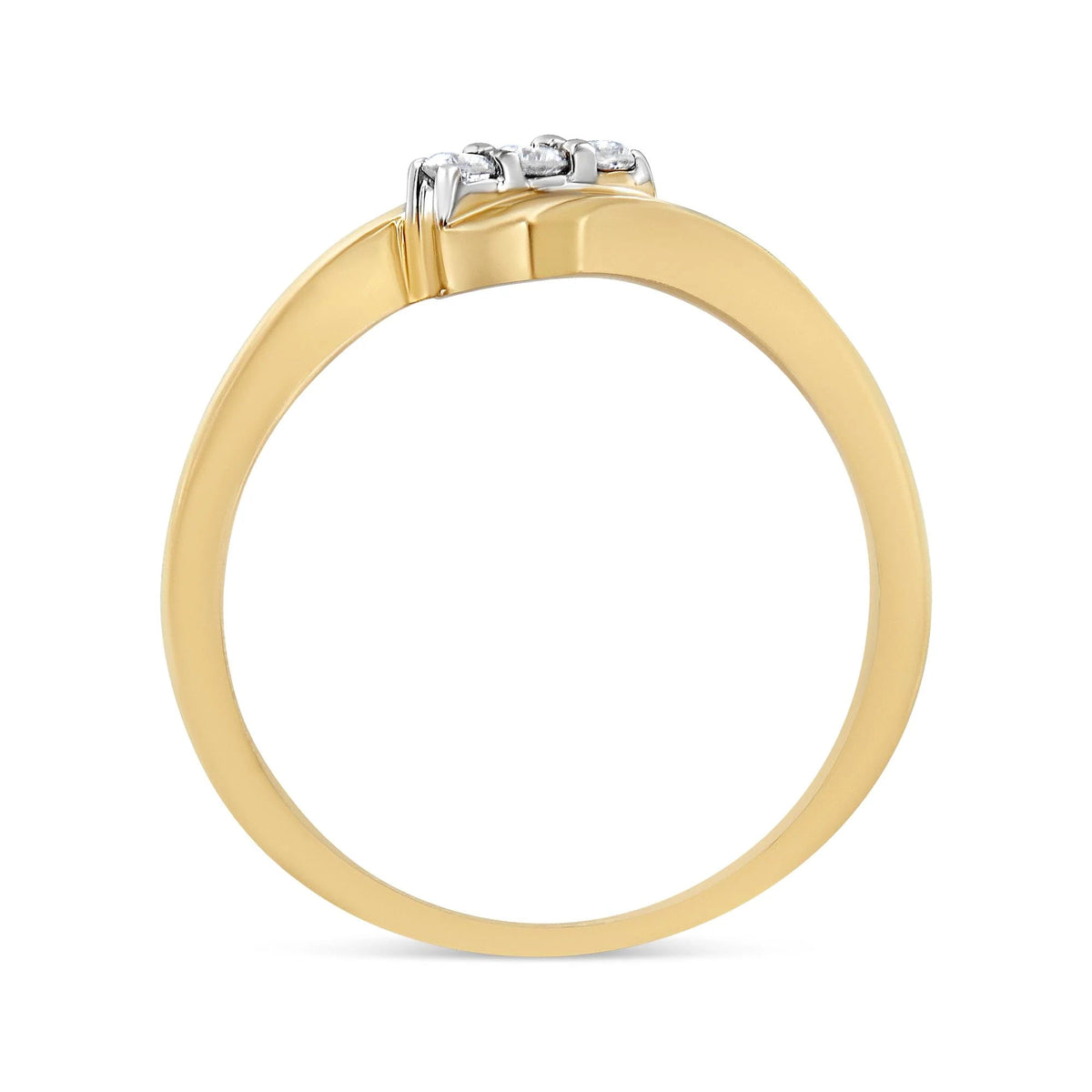 10K Yellow Gold over .925 Sterling Silver 1/10 Cttw Diamond Three - Stone Bypass Fashion Cocktail Ring ( I - J Color, I2 - I3 Clarity) - LinkagejewelrydesignLinkagejewelrydesign