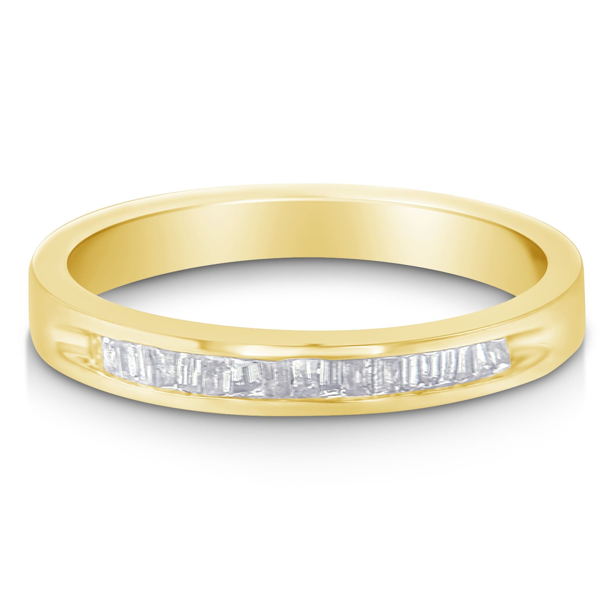 10K Yellow Gold over .925 Sterling Silver 1/5 Cttw Diamond Channel - Set Stackable Band Ring (H - I Color, I1 - I2 Clarity) - LinkagejewelrydesignLinkagejewelrydesign