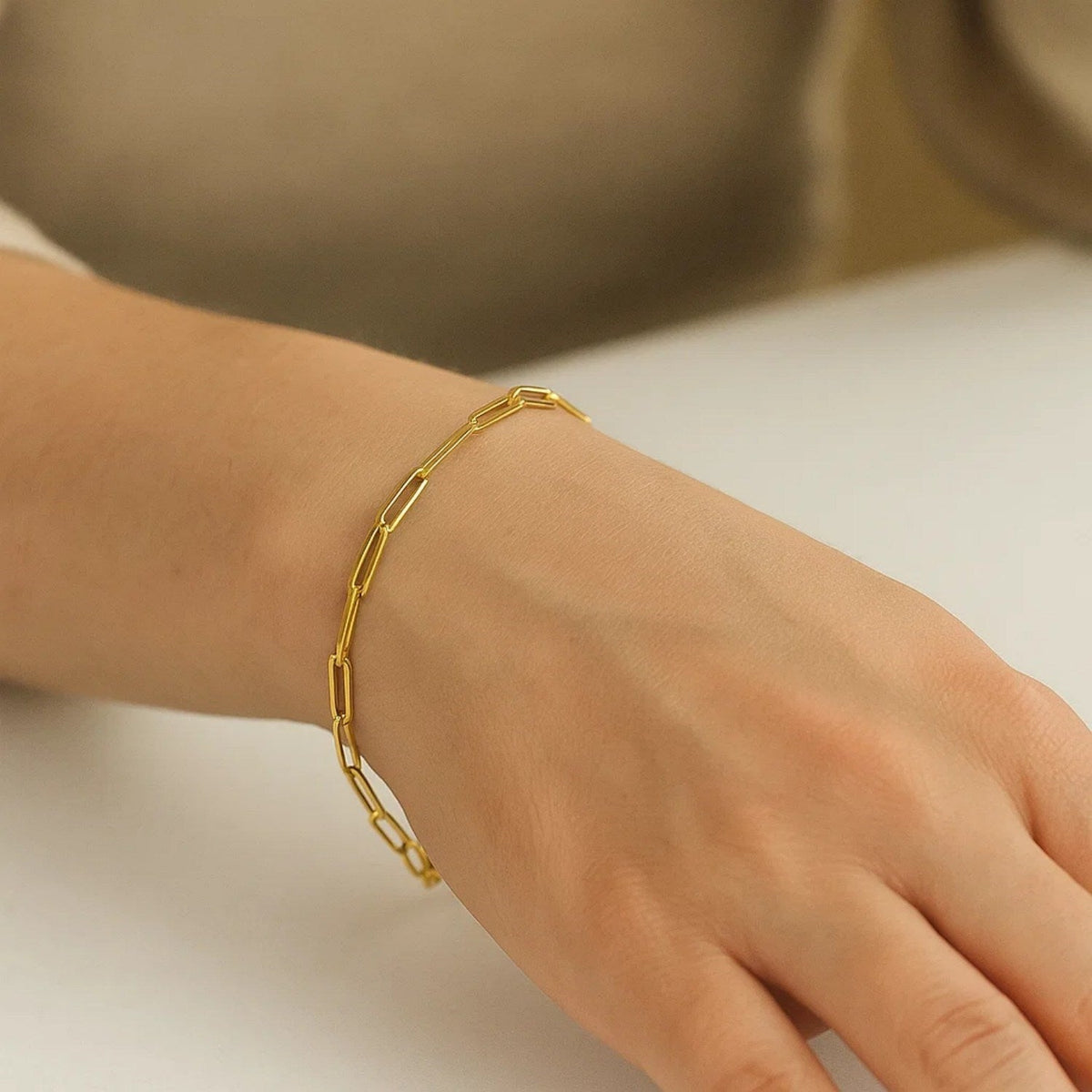 10K Yellow Gold Paperclip Bracelet (2.50 mm) - LinkagejewelrydesignLinkagejewelrydesign