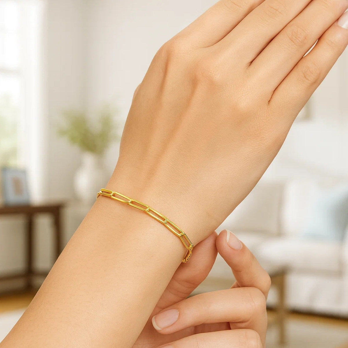 10K Yellow Gold Paperclip Bracelet (2.50 mm) - LinkagejewelrydesignLinkagejewelrydesign