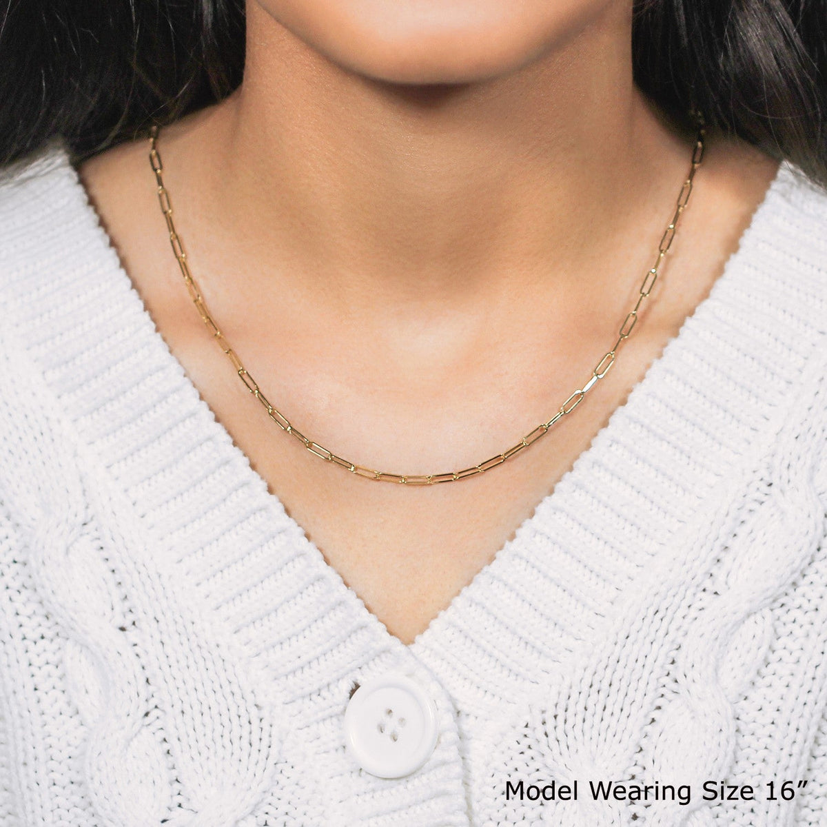 10K Yellow Gold Paperclip Chain (2.50 mm) - LinkagejewelrydesignLinkagejewelrydesign