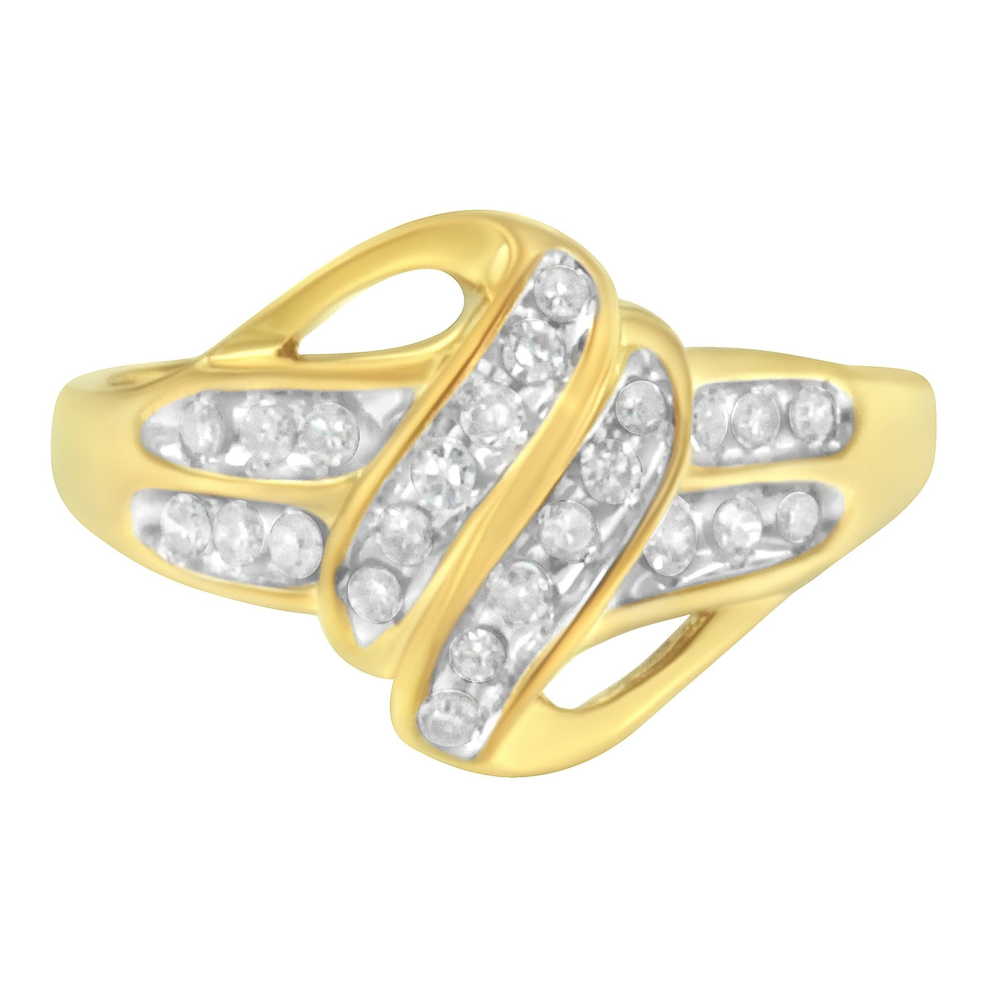 10K Yellow Gold Plated .925 Sterling Silver 1.0 Cttw Diamond Flower Cluster Open Halo Floral Ring (J - K Color, I2 - I3 Clarity) - LinkagejewelrydesignLinkagejewelrydesign