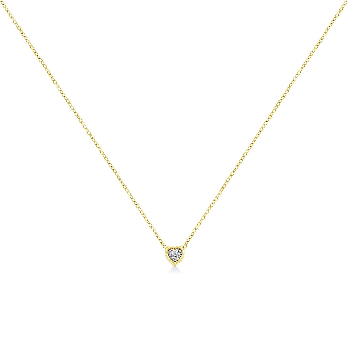 10K Yellow Gold Plated .925 Sterling Silver 1/10 Cttw Miracle Set Round Diamond 18&quot; Pendant Necklace - Choice of Shapes - LinkagejewelrydesignLinkagejewelrydesign